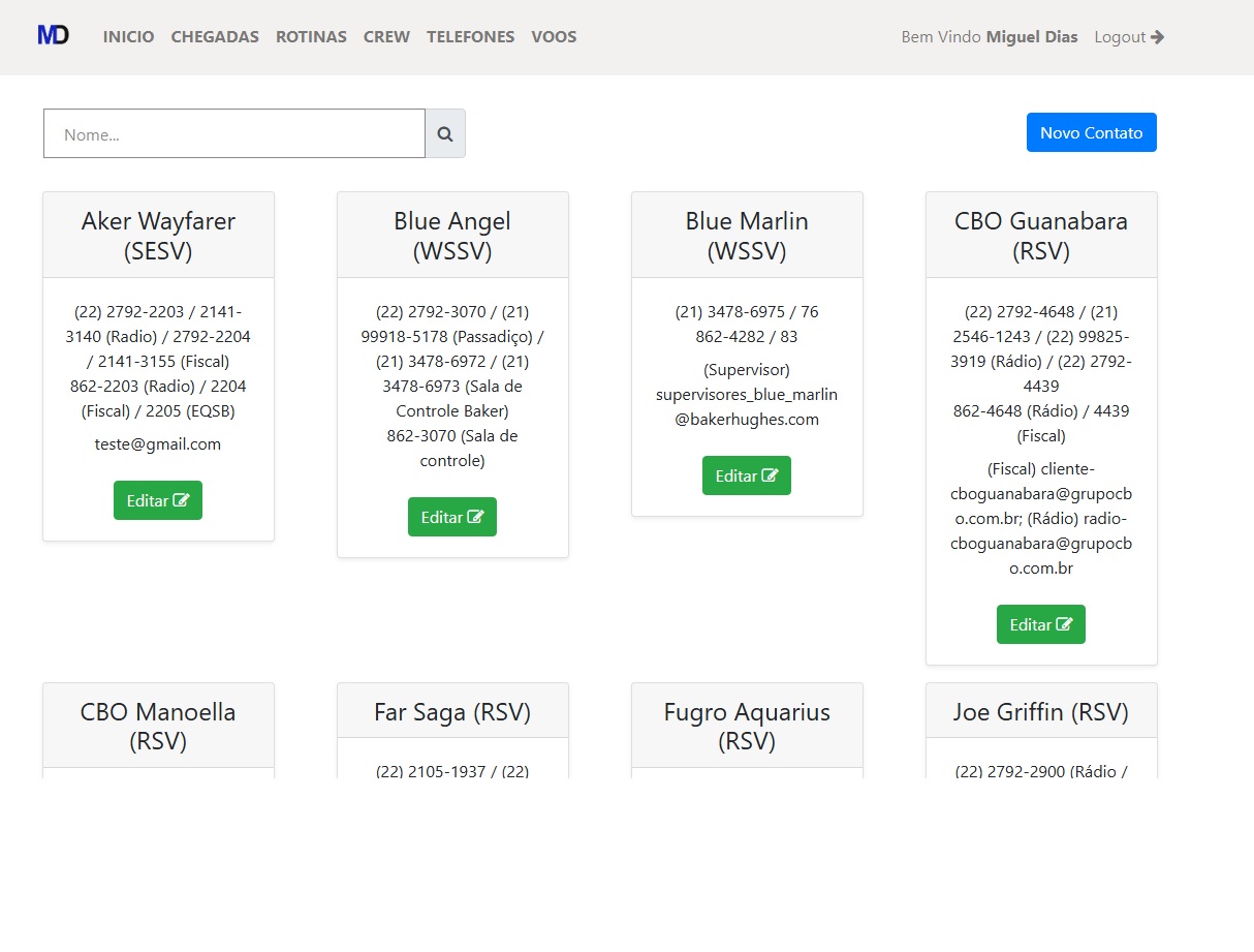 Projeto de Gerenciamento de Voos desenvolvido por Miguel Dias