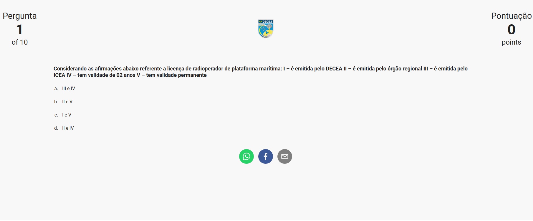 Questionário CNS014 em React JS por Miguel Dias